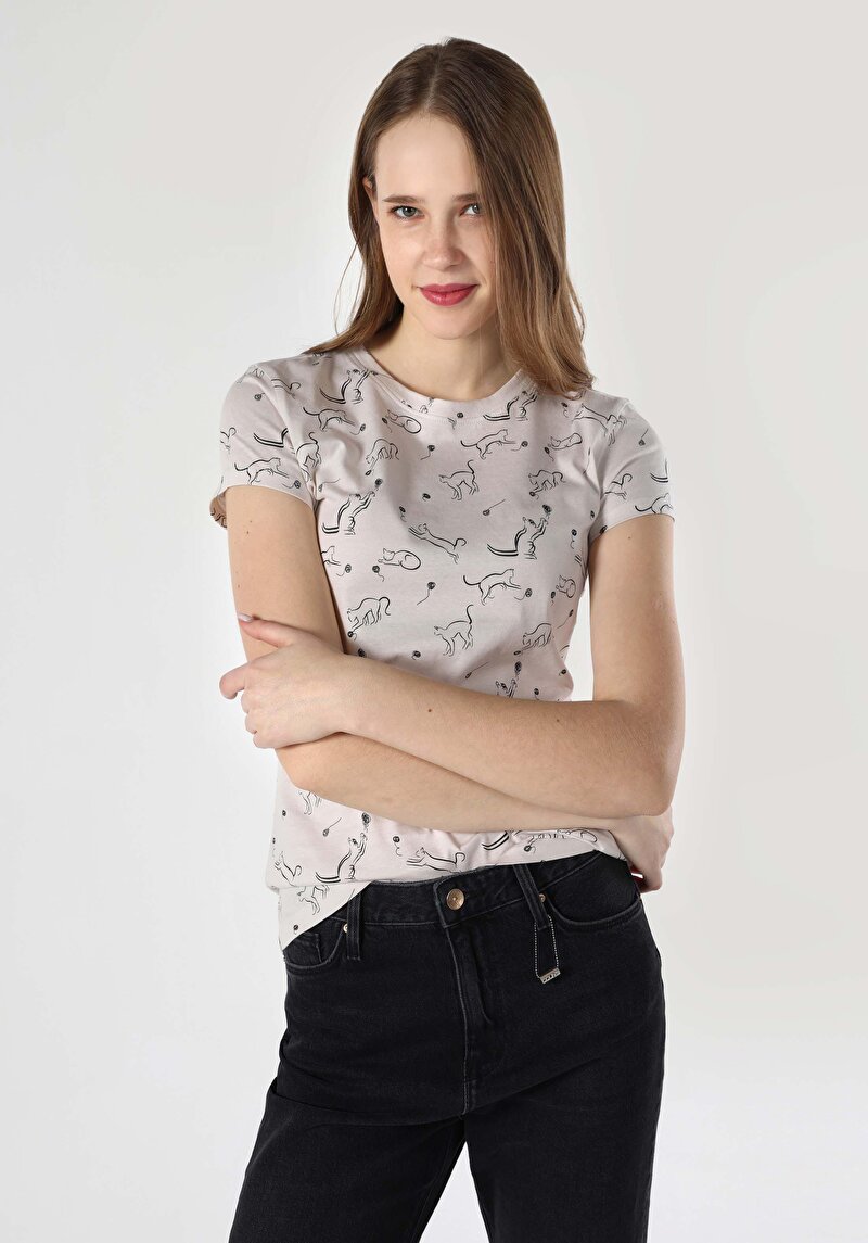 Зображення Футболка З Коротким Рукавом Жіноча Бежева  Cl1063445