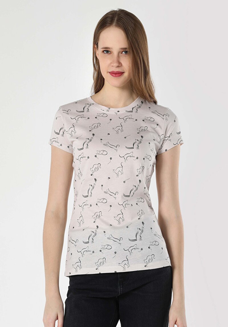 Показати інформацію про Футболка З Коротким Рукавом Жіноча Бежева  Cl1063445