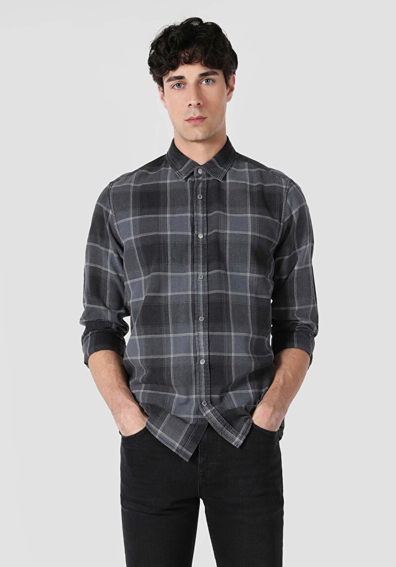 Показати інформацію про Сорочка З Довгим Рукавом Чоловіча Сіра  Cl1062521