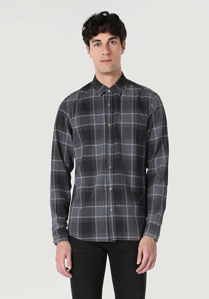 Показати інформацію про Сорочка З Довгим Рукавом Чоловіча Сіра  Cl1062521