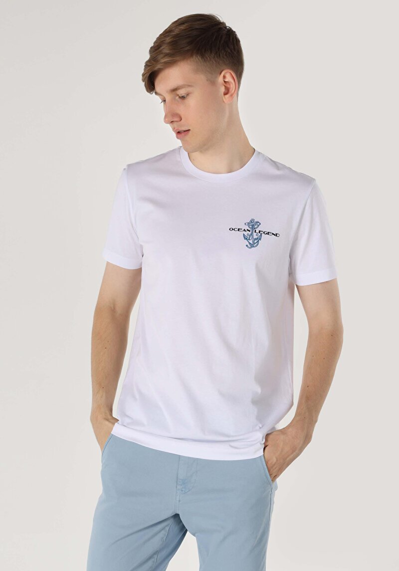 Показати інформацію про Футболка З Коротким Рукавом Чоловіча Біла  Cl1062657