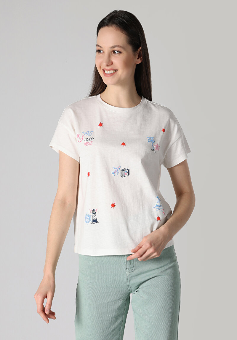 Показати інформацію про Футболка З Коротким Рукавом Жіноча Біла  Cl1063296