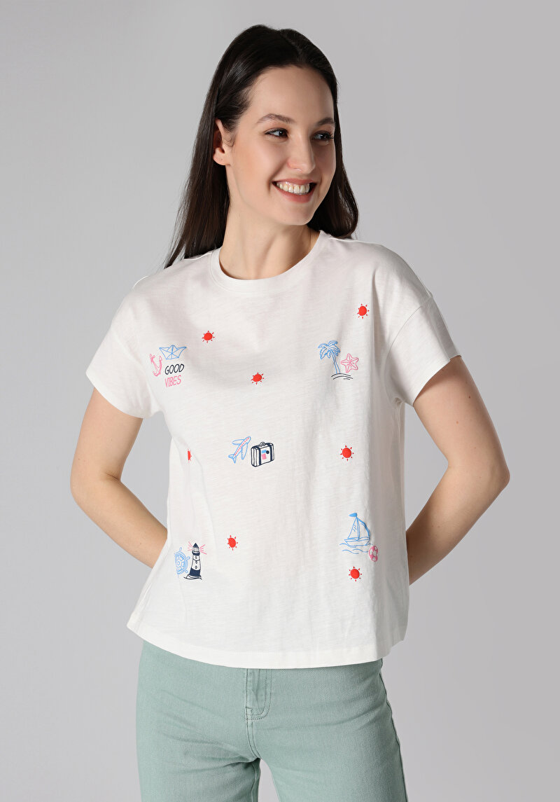 Показати інформацію про Футболка З Коротким Рукавом Жіноча Біла  Cl1063296