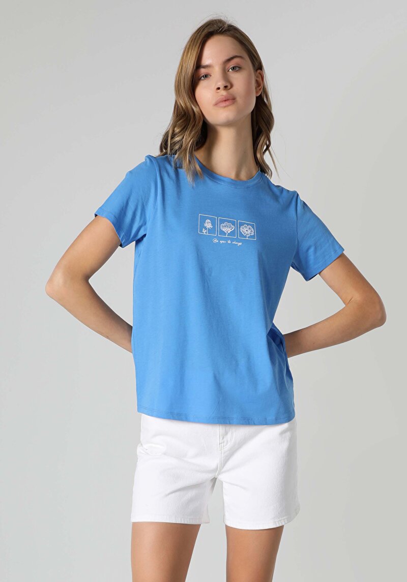 Показати інформацію про Футболка З Коротким Рукавом Жіноча Блакитна  Cl1063437