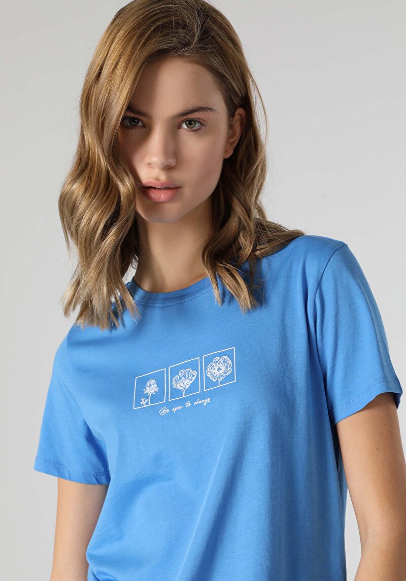 Показати інформацію про Футболка З Коротким Рукавом Жіноча Блакитна  Cl1063437