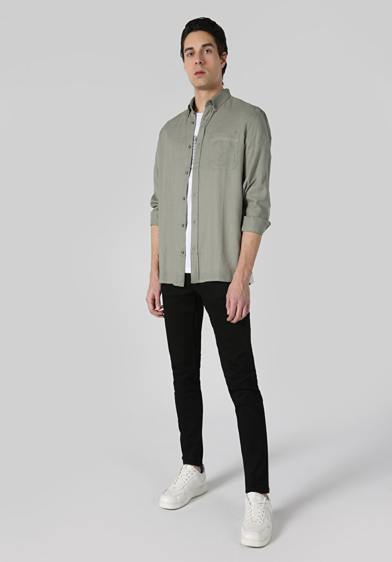 Показати інформацію про Сорочка З Довгим Рукавом Чоловіча Зелена  Cl1062133