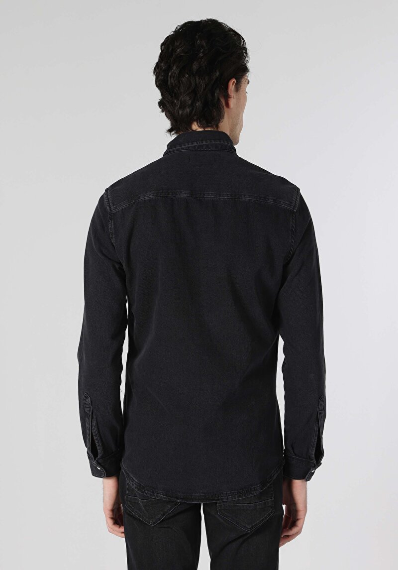 Показати інформацію про Сорочка З Довгим Рукавом Чоловіча Чорна  Cl1064107