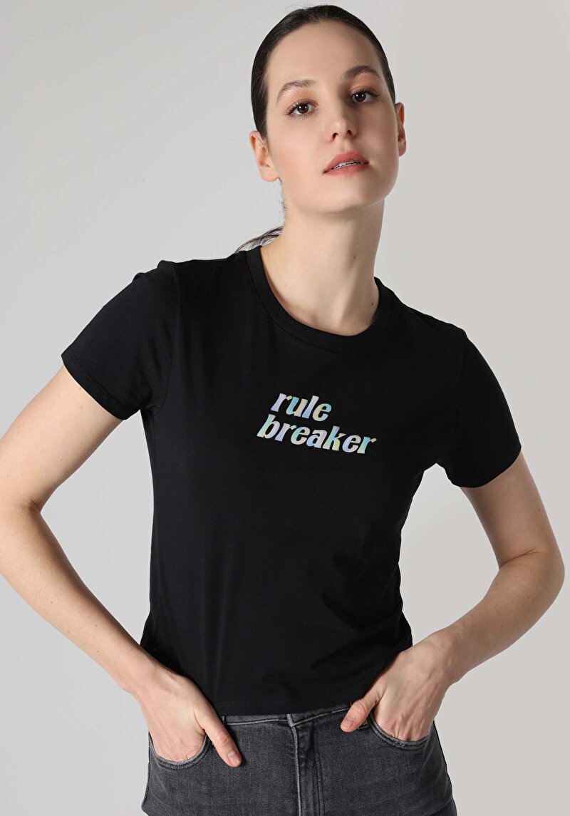 Показати інформацію про Футболка З Коротким Рукавом Жіноча Чорна  Cl1064083