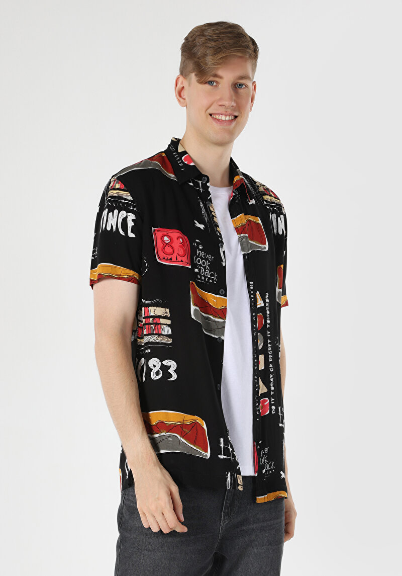 Зображення Сорочка З Коротким Рукавом Чоловіча Чорна  Cl1062816