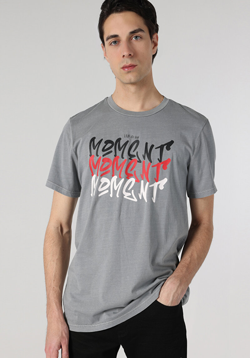 Зображення Футболка З Коротким Рукавом Чоловіча Сіра  Cl1063159