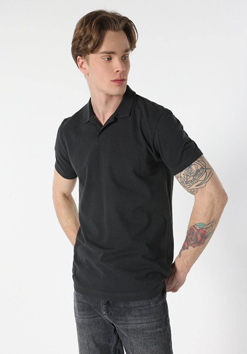 Зображення Поло З Коротким Рукавом Чоловіче Сіре  Cl1059159