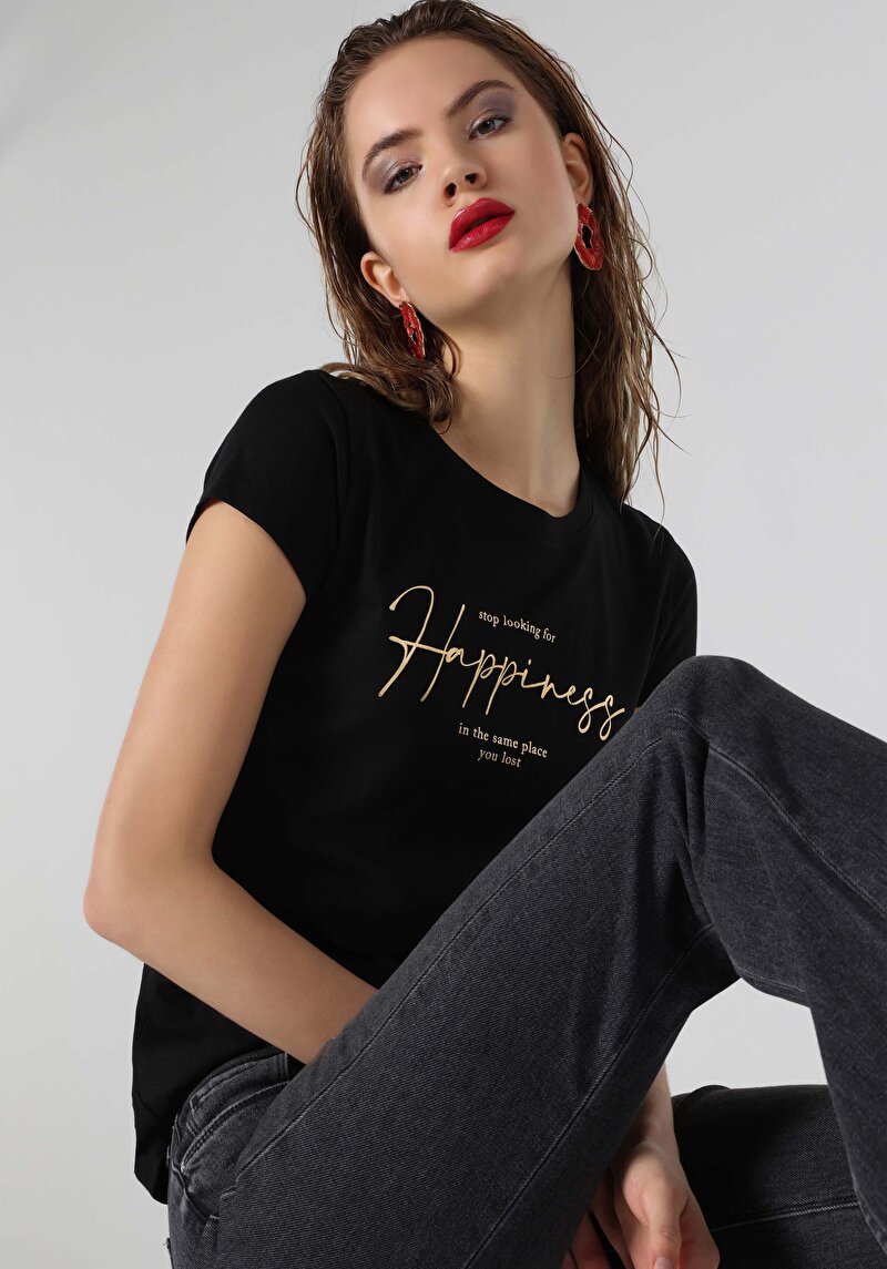 Зображення Футболка З Коротким Рукавом Жіноча Чорна  Cl1063444