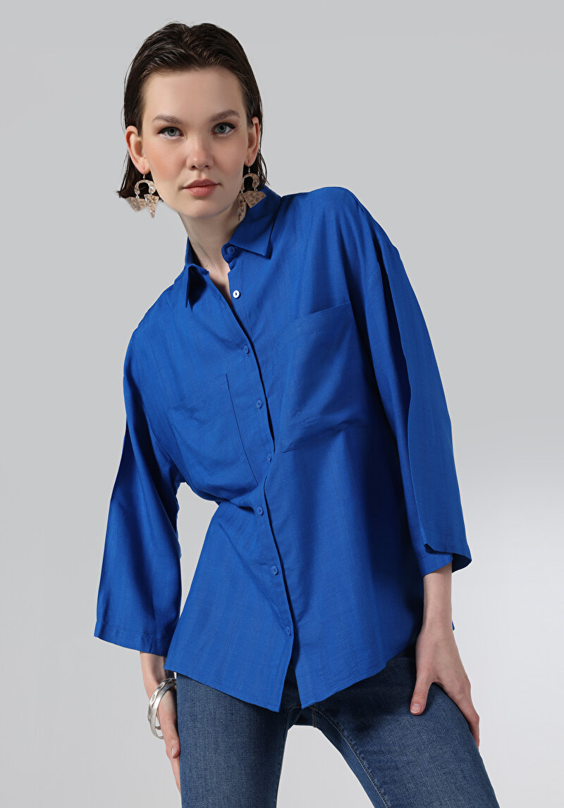 Зображення Сорочка З Довгим Рукавом Жіноча Блакитна Cl1060285