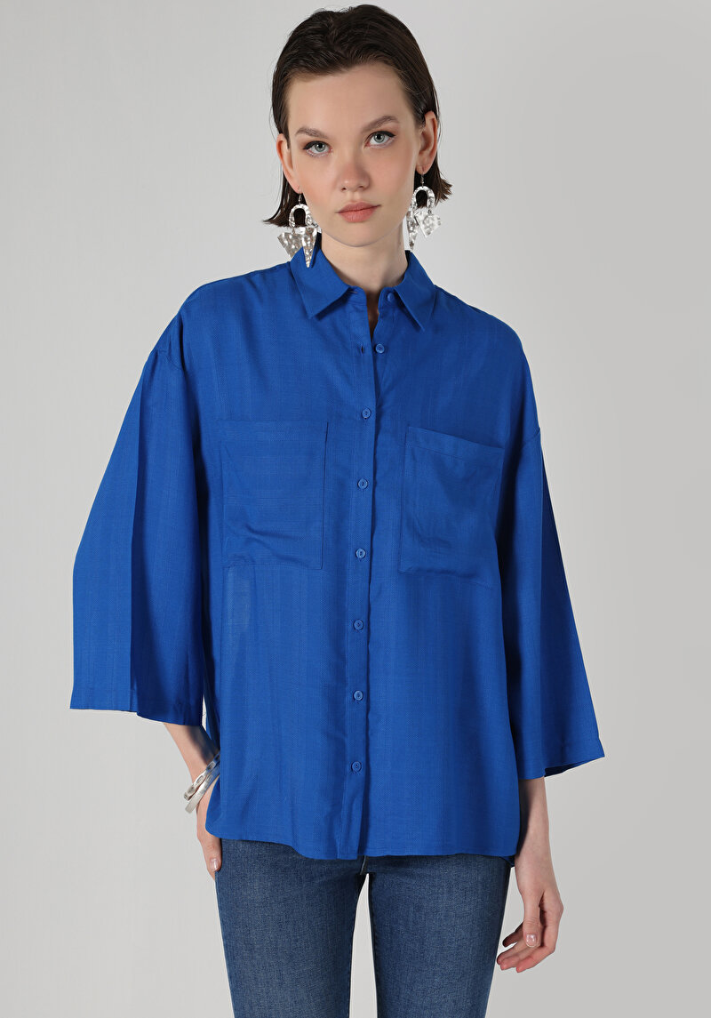 Зображення Сорочка З Довгим Рукавом Жіноча Блакитна Cl1060285