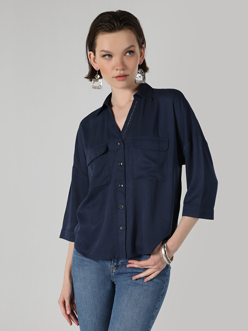 Показати інформацію про Сорочка З Довгим Рукавом Жіноча Синя  Cl1062463