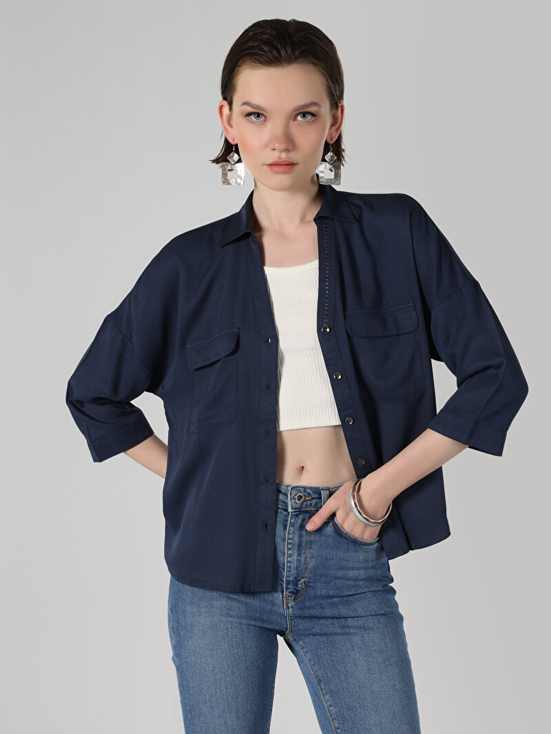 Показати інформацію про Сорочка З Довгим Рукавом Жіноча Синя  Cl1062463