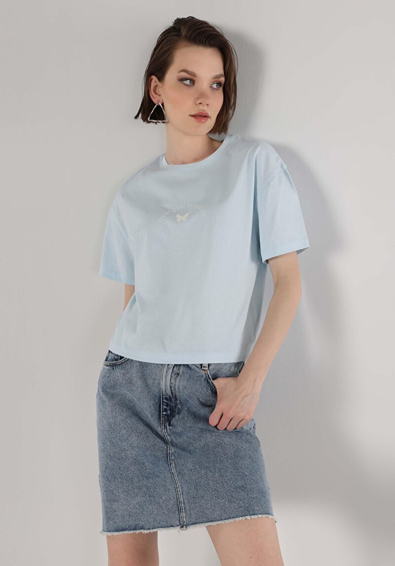 Зображення Футболка З Коротким Рукавом Жіноча Блакитна  Cl1063435