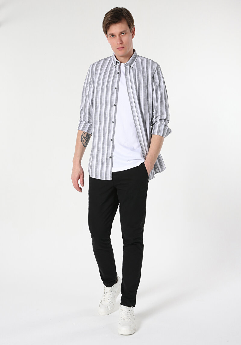 Показати інформацію про Сорочка З Довгим Рукавом Чоловіча Сіра  Cl1063194