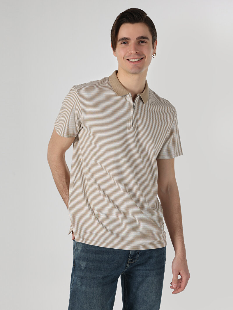 Показати інформацію про Поло З Коротким Рукавом Чоловіче Бежеве  Cl1062785