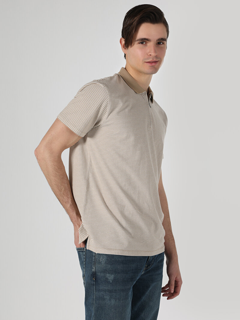 Показати інформацію про Поло З Коротким Рукавом Чоловіче Бежеве  Cl1062785