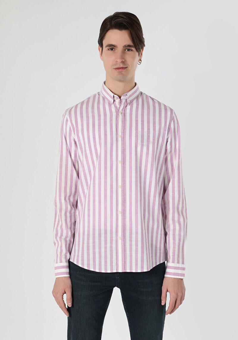 Показати інформацію про Сорочка З Довгим Рукавом Чоловіча Фіолетова  Cl1063654