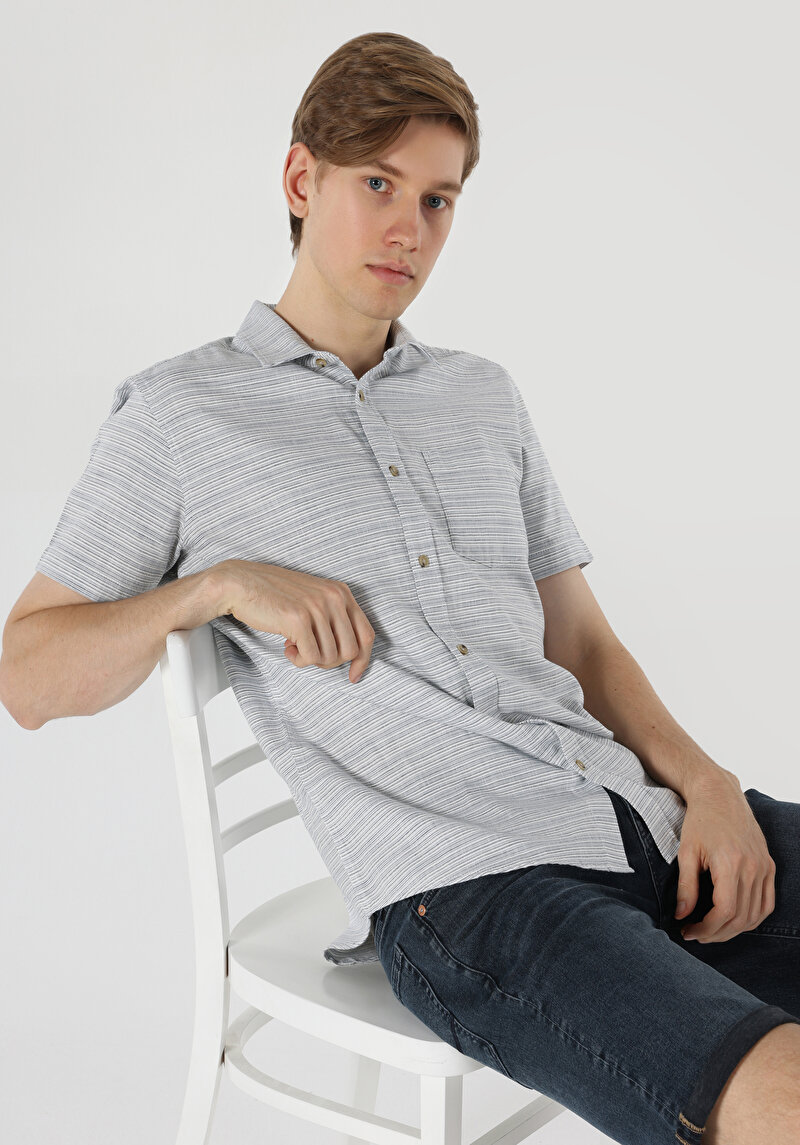 Зображення Сорочка З Коротким Рукавом Чоловіча Блакитна  Cl1061796