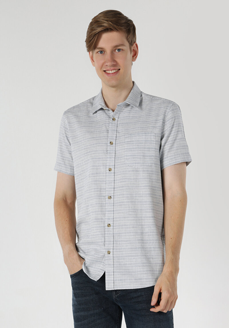 Зображення Сорочка З Коротким Рукавом Чоловіча Блакитна Cl1061796