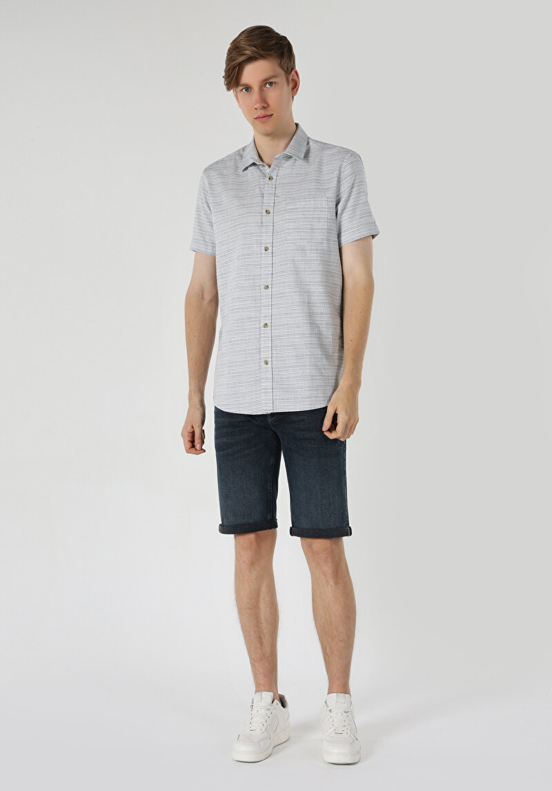 Показати інформацію про Сорочка З Коротким Рукавом Чоловіча Блакитна  Cl1061796