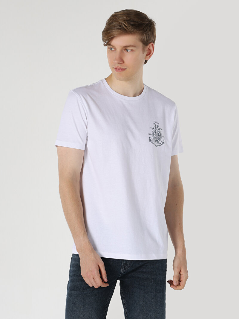 Показати інформацію про Футболка З Коротким Рукавом Чоловіча Біла  Cl1062679