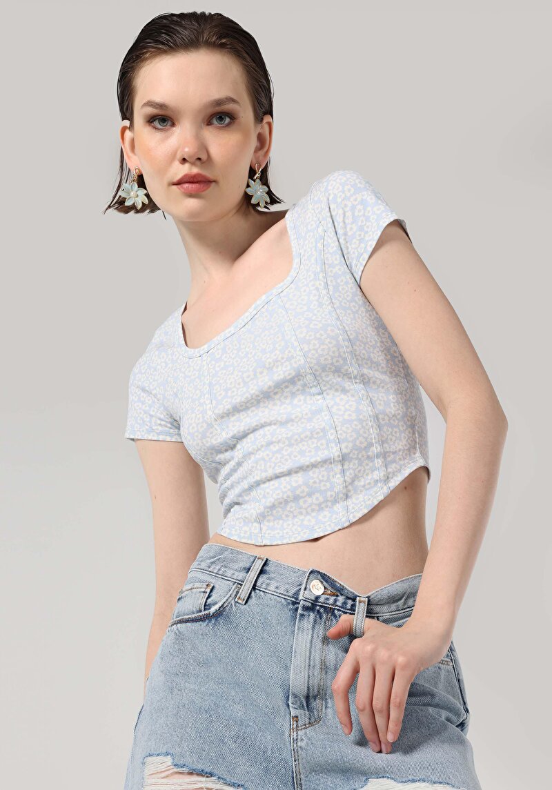 Показати інформацію про Футболка З Коротким Рукавом Жіноча Блакитна  Cl1064286