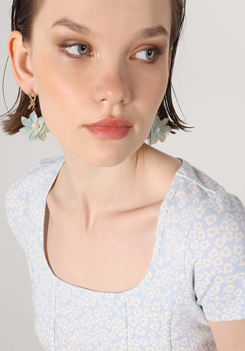 Показати інформацію про Футболка З Коротким Рукавом Жіноча Блакитна  Cl1064286