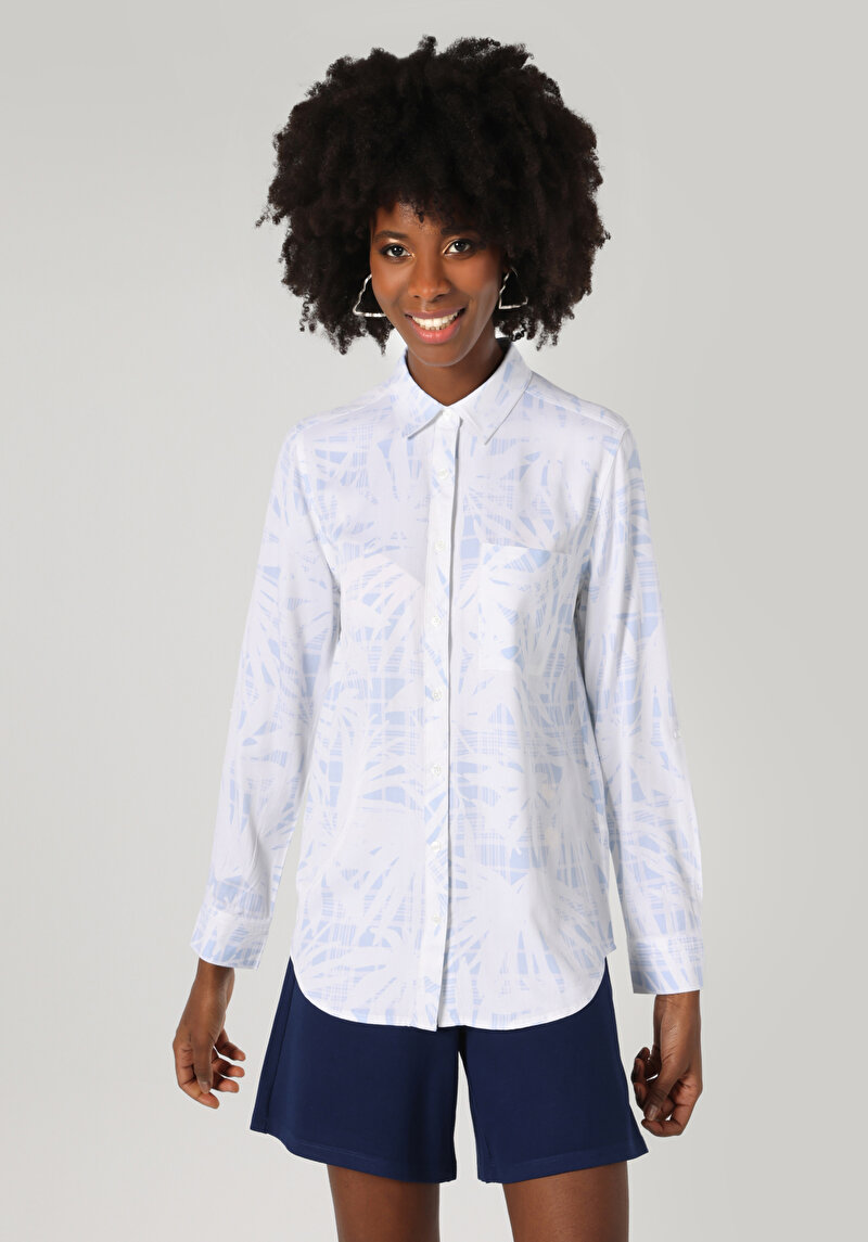 Показати інформацію про Сорочка З Довгим Рукавом Жіноча Блакитна  Cl1063166