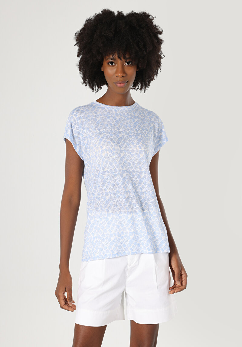 Показати інформацію про Футболка З Коротким Рукавом Жіноча Блакитна  Cl1063261