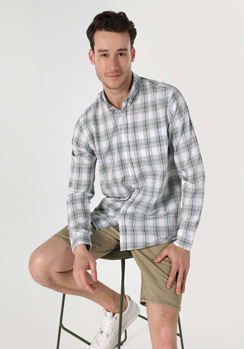 Зображення Сорочка З Довгим Рукавом Чоловіча Зелена  Cl1062856