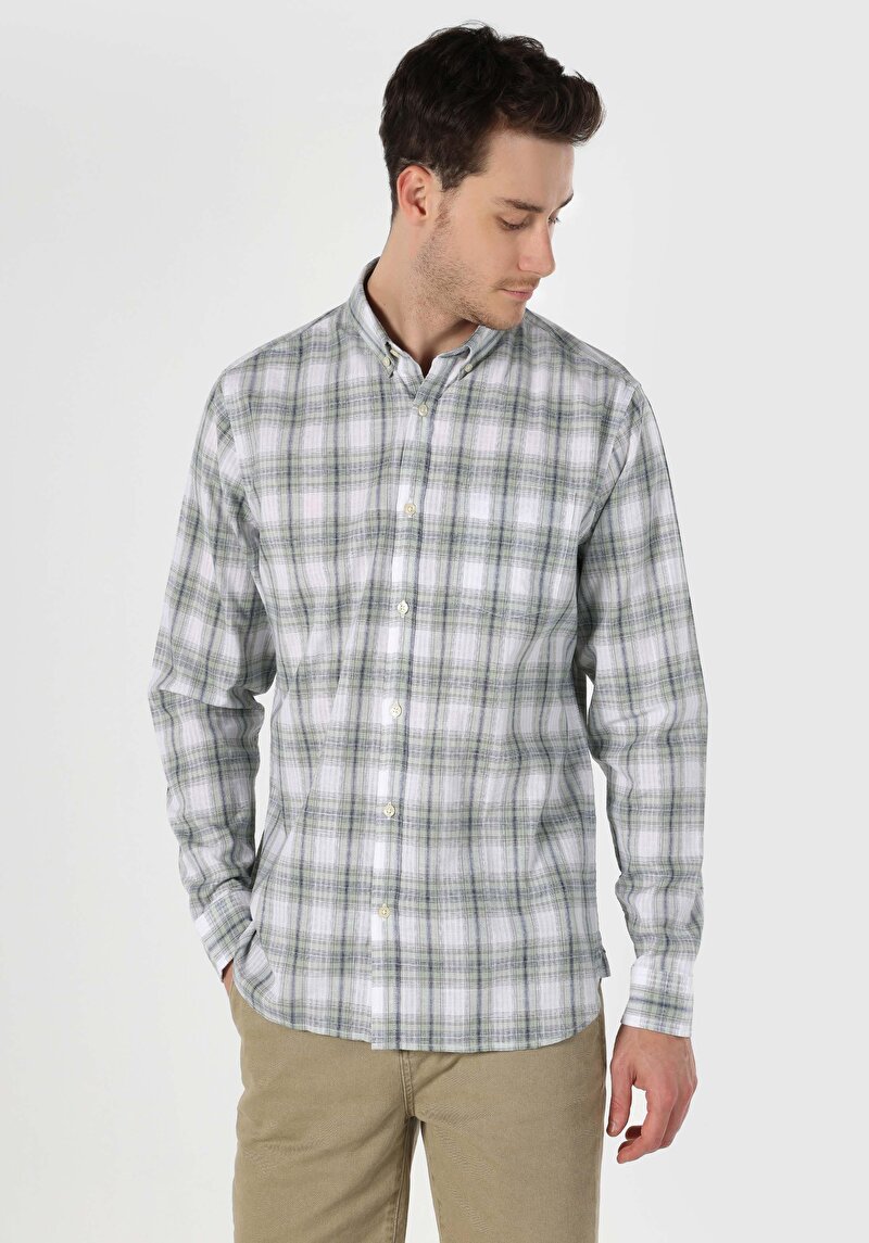 Показати інформацію про Сорочка З Довгим Рукавом Чоловіча Зелена  Cl1062856