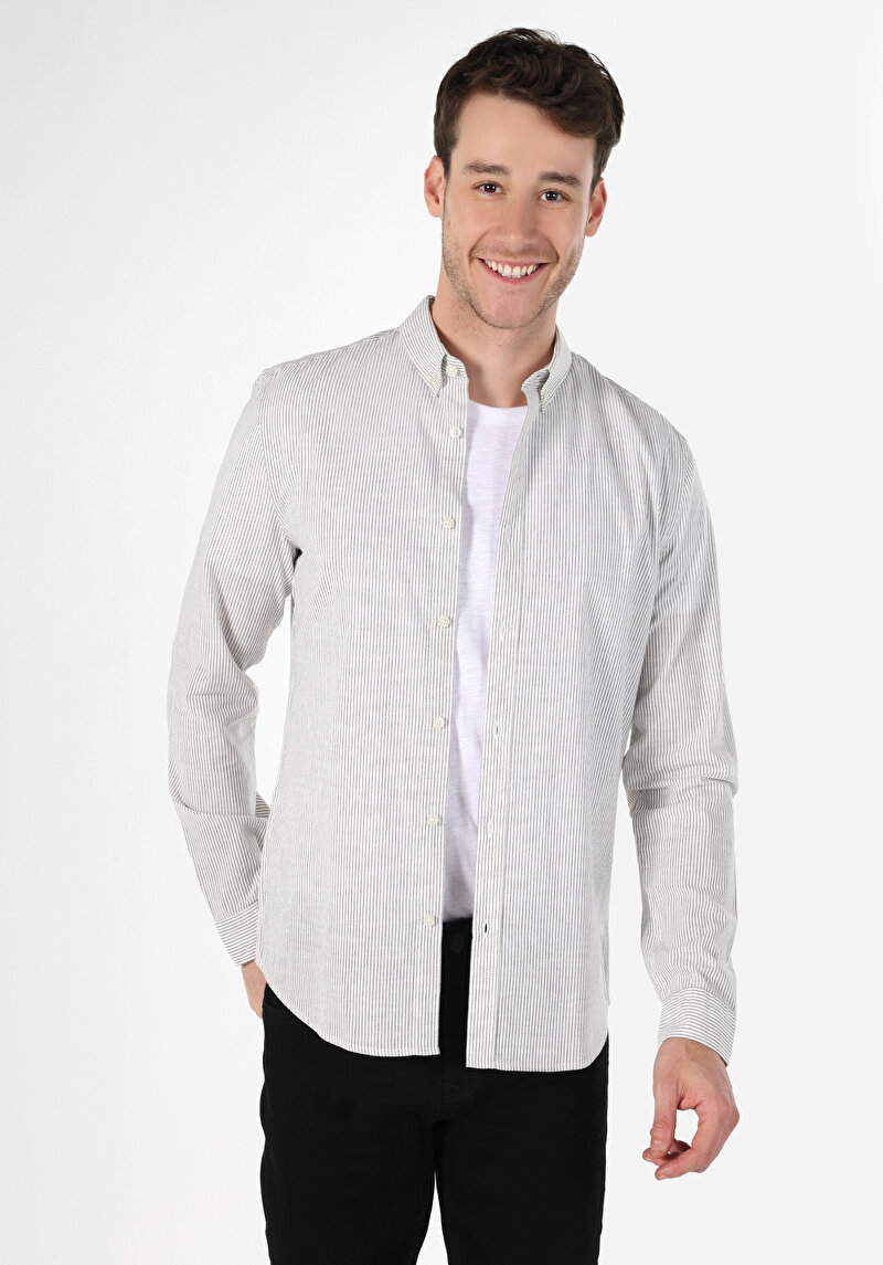 Показати інформацію про Сорочка З Довгим Рукавом Чоловіча Сіра  Cl1062882