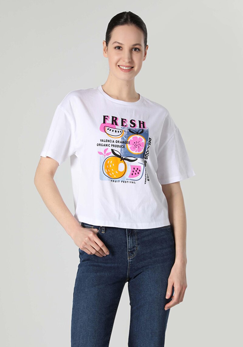 Показати інформацію про Футболка З Коротким Рукавом Жіноча Біла  Cl1062549