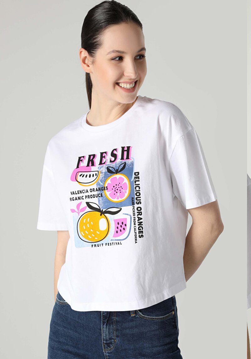 Показати інформацію про Футболка З Коротким Рукавом Жіноча Біла  Cl1062549