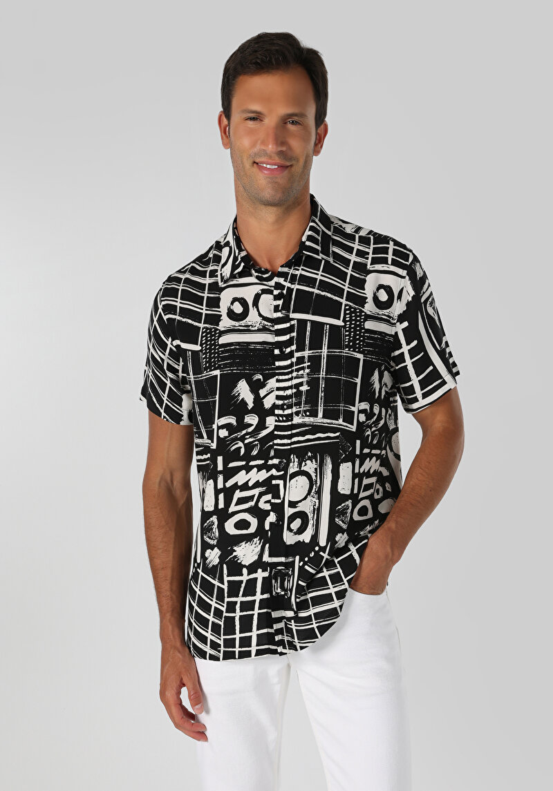 Показати інформацію про Сорочка З Коротким Рукавом Чоловіча Чорна  Cl1062817