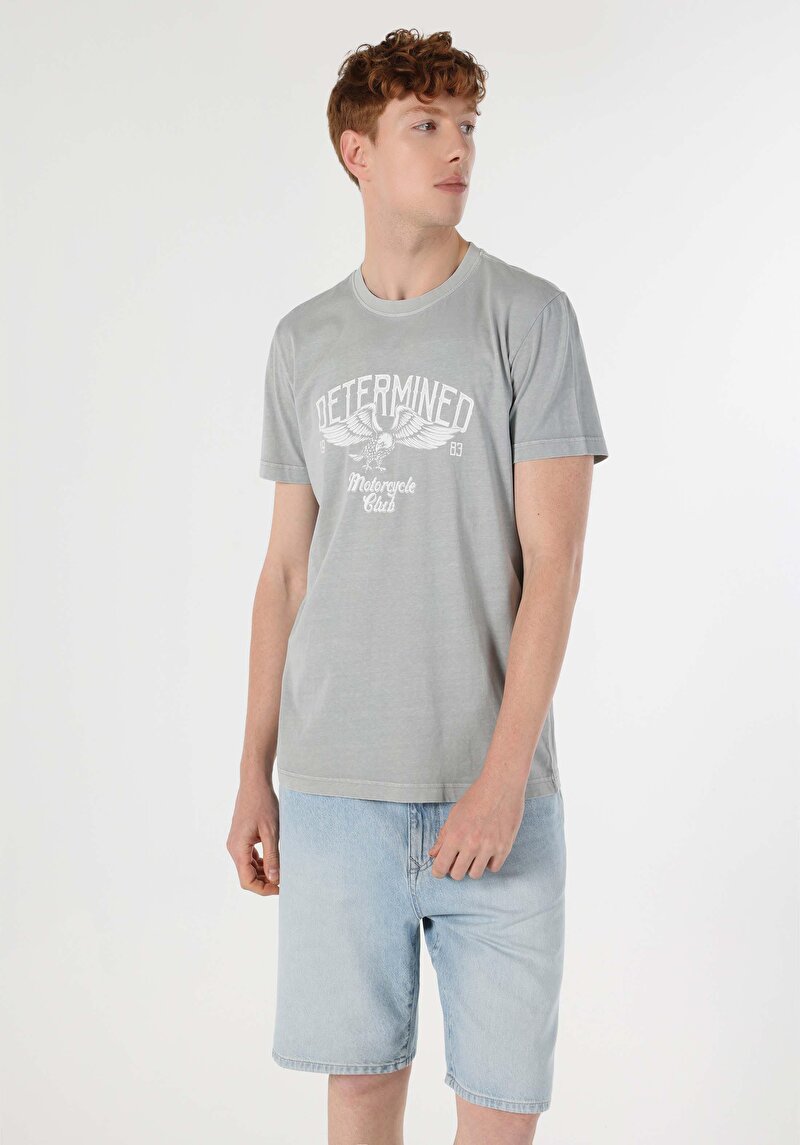 Показати інформацію про Футболка З Коротким Рукавом Чоловіча Сіра  Cl1063660