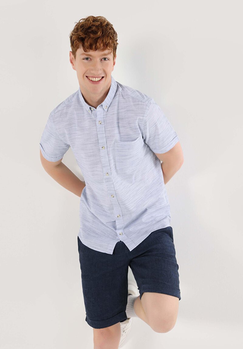 Зображення Сорочка З Коротким Рукавом Чоловіча Блакитна  Cl1064174