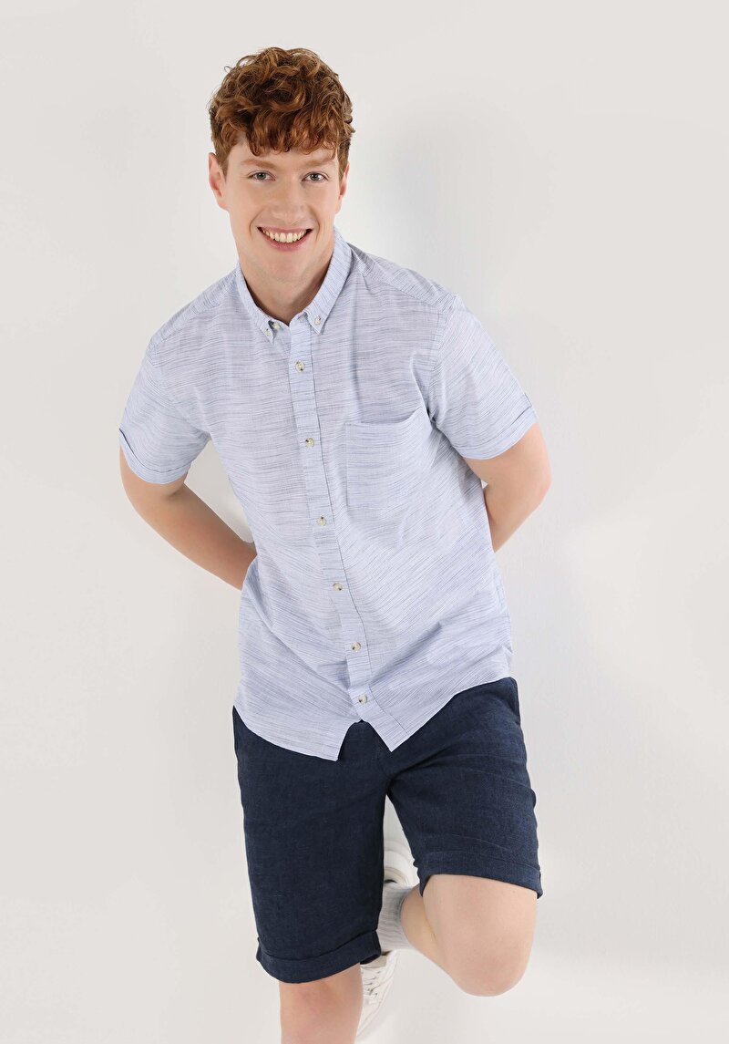 Зображення Сорочка З Коротким Рукавом Чоловіча Блакитна Cl1064174