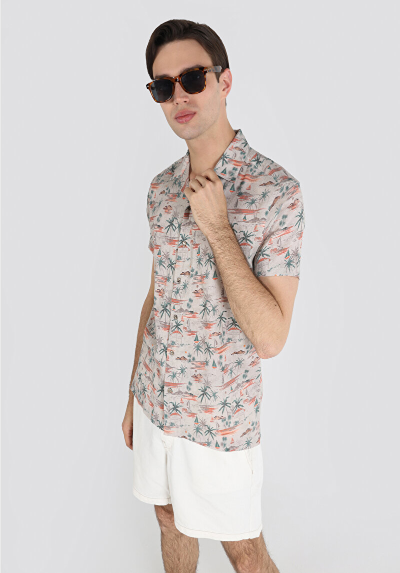 Зображення Сорочка З Коротким Рукавом Чоловіча Бежева  Cl1062826