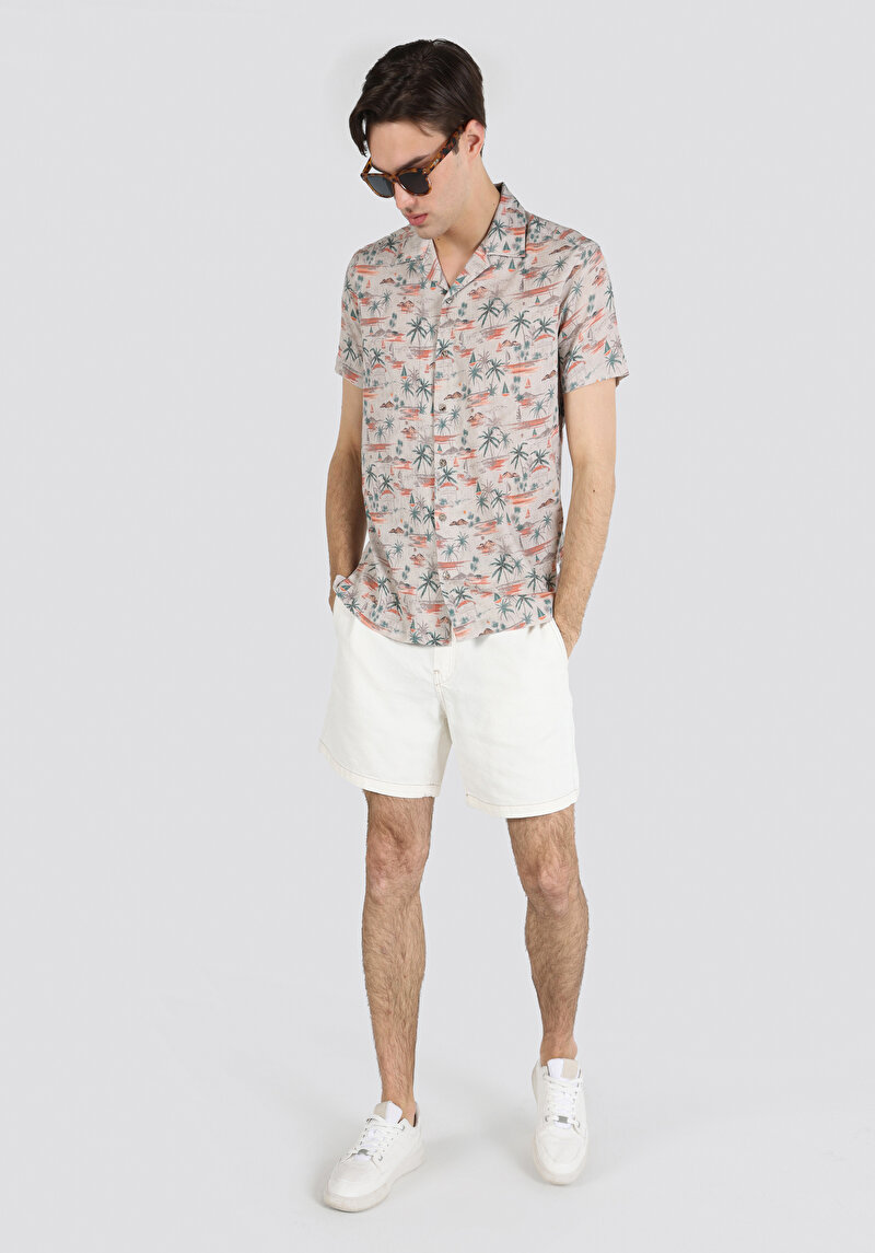 Показати інформацію про Сорочка З Коротким Рукавом Чоловіча Бежева  Cl1062826