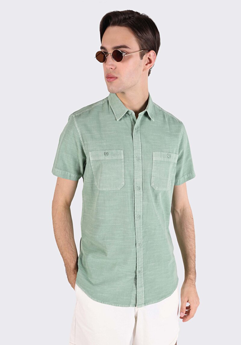Зображення Сорочка З Коротким Рукавом Чоловіча Зелена  Cl1063641