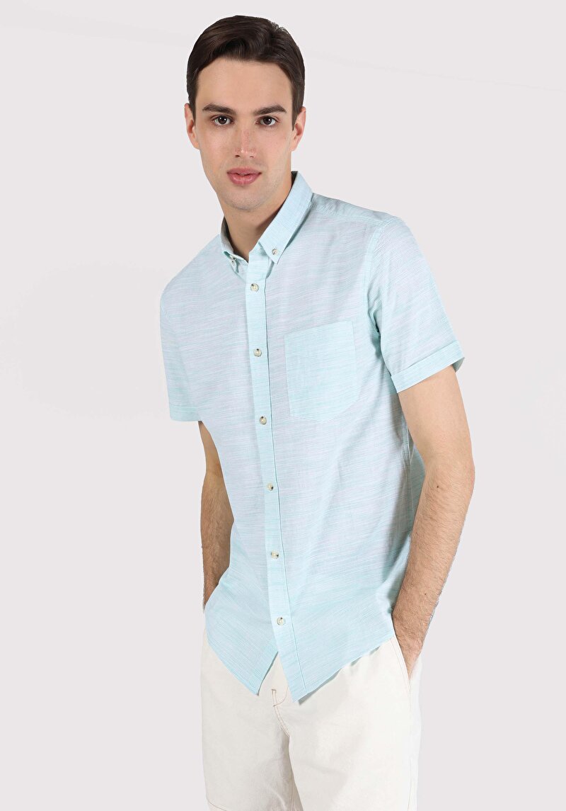 Показати інформацію про Сорочка З Коротким Рукавом Чоловіча Зелена  Cl1064174