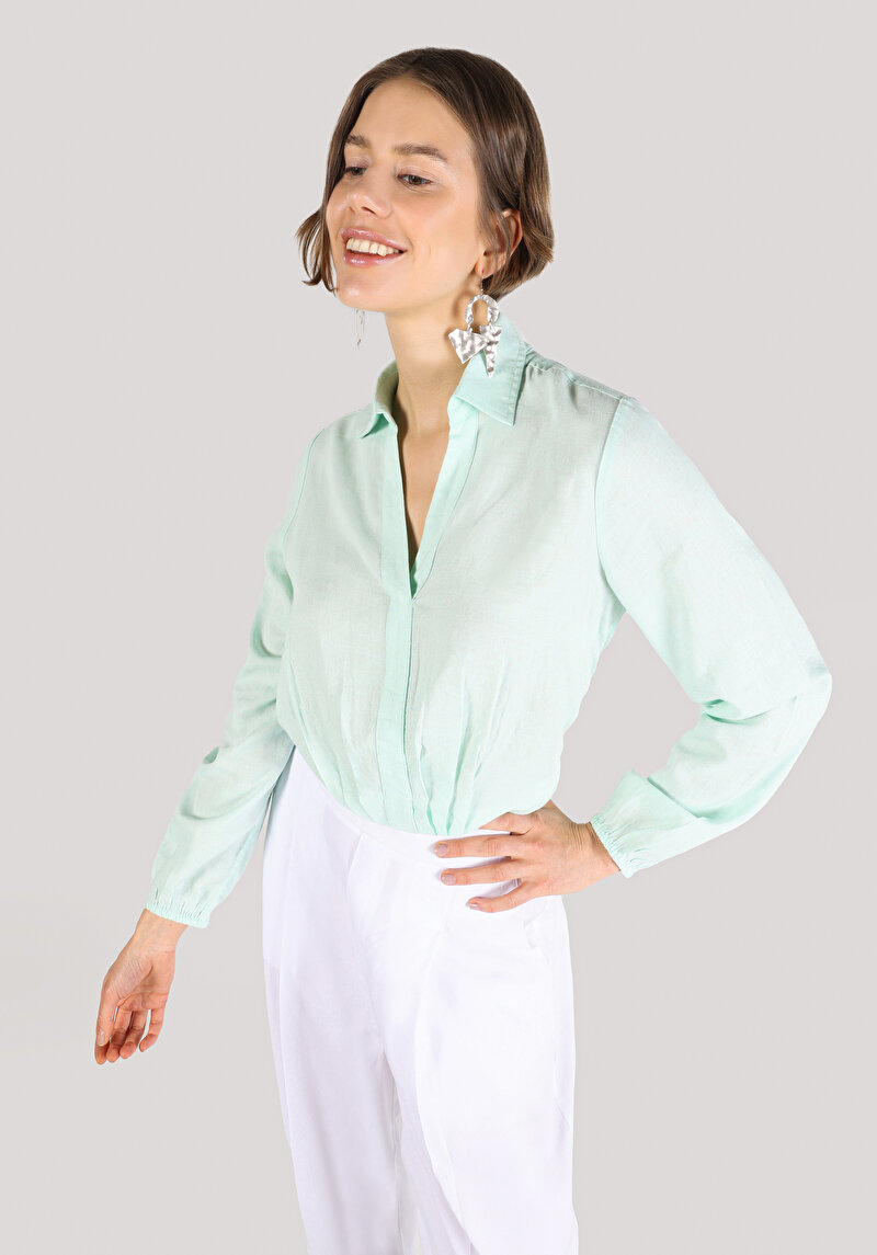 Показати інформацію про Сорочка З Довгим Рукавом Жіноча Зелена  Cl1064445