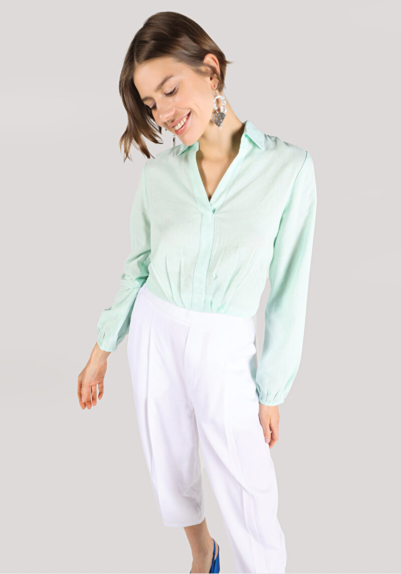 Показати інформацію про Сорочка З Довгим Рукавом Жіноча Зелена  Cl1064445