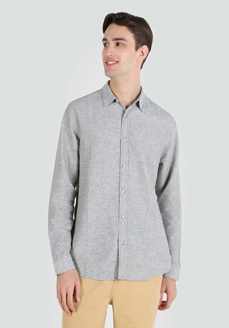 Зображення Сорочка З Довгим Рукавом Чоловіча Зелена  Cl1063686