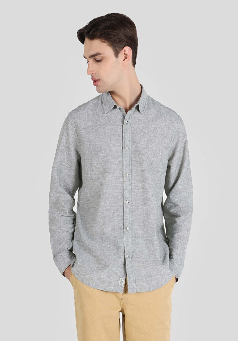 Показати інформацію про Сорочка З Довгим Рукавом Чоловіча Зелена  Cl1063686